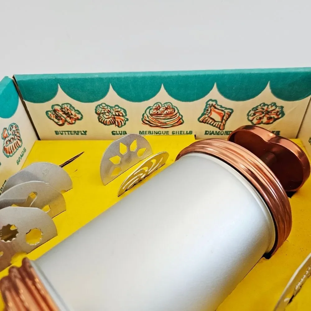 Vintage '70s Mirro Complete Aluminum Cookie-Pastry Press 16 Piece Kit - In Box